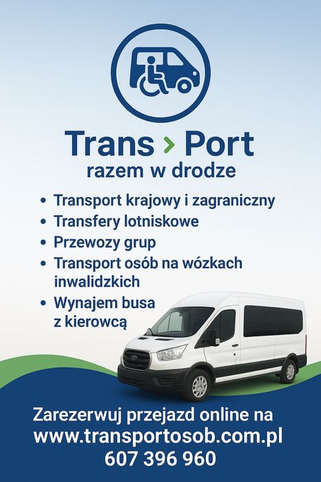 Transport do 8 osób lub 7 osób + miejsce na wózek inwalidzki