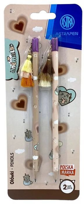 Ołówki z przywieszką Astrapen Animals Choco 2szt. blister. Astra