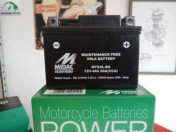 Akumulator Motocyklowy Midac MTX4L-BS 4Ah 50A tel.791x317x644