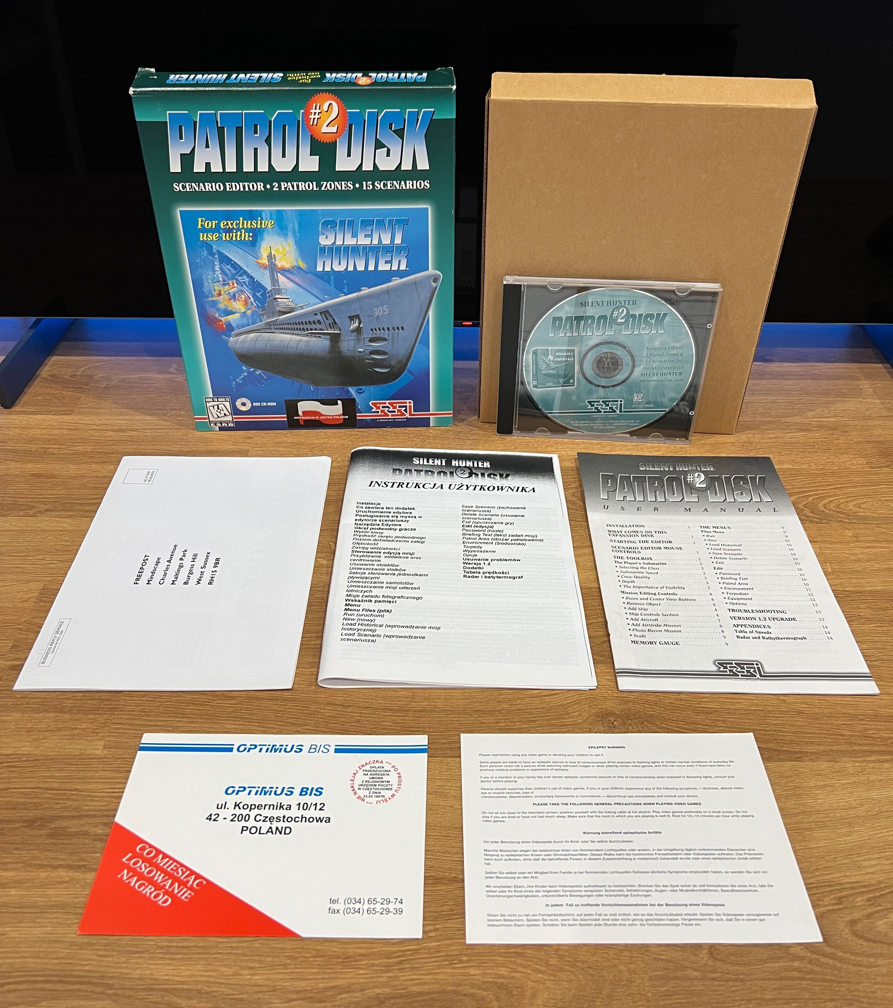 Silent Hunter Patrol Disk #2 (PC PL 1996) BIG BOX premierowe wydanie