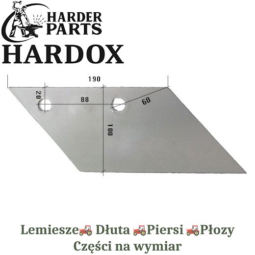 Lemiesz przedpłużka Lemken HARDOX 3363.720/P części do pługa 2X lepsze