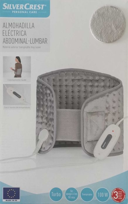 Almofada de aquecimento para a zona abdominal e costas