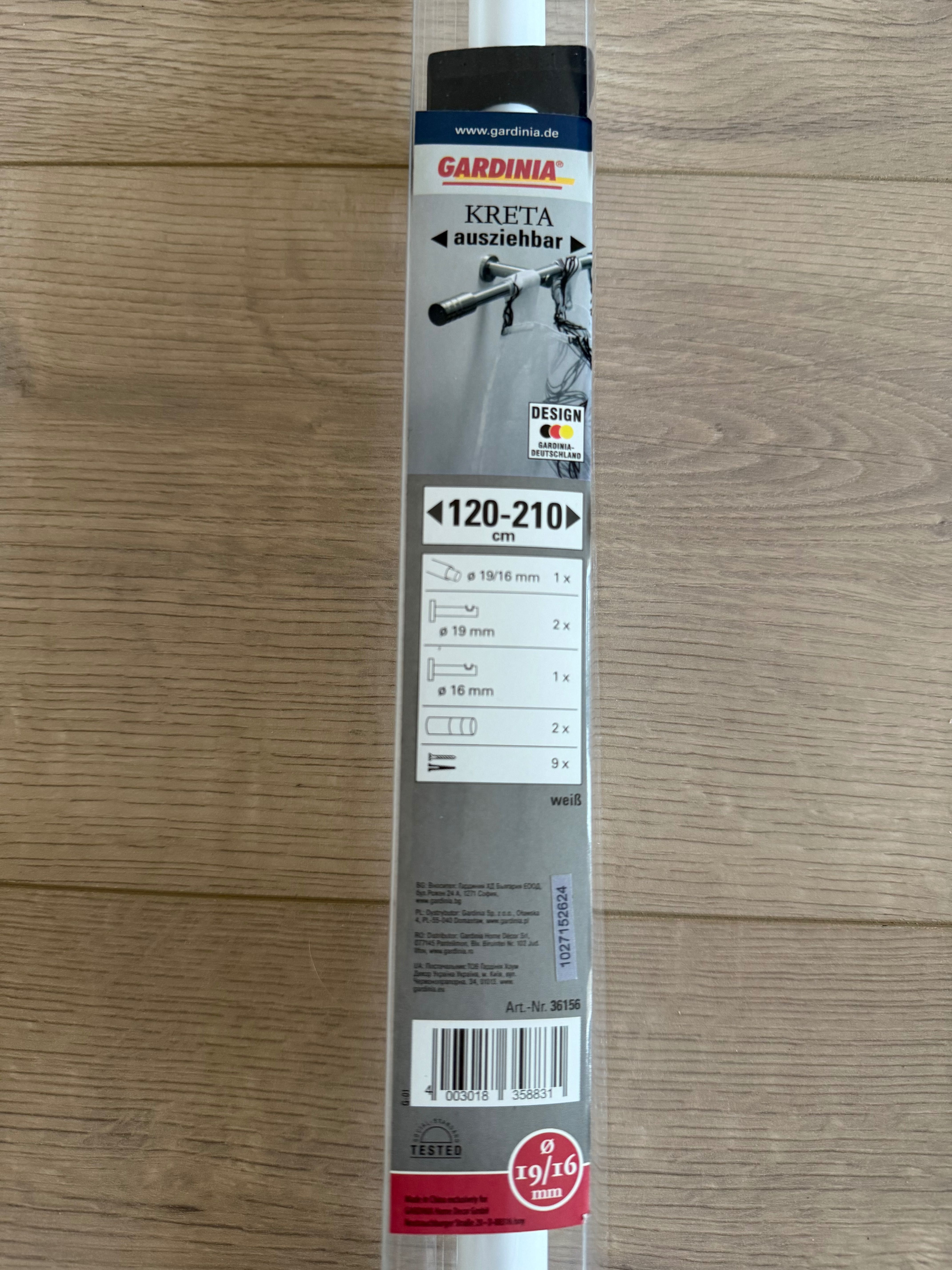 Karnisz regulowany biały 120-210 cm Kreta