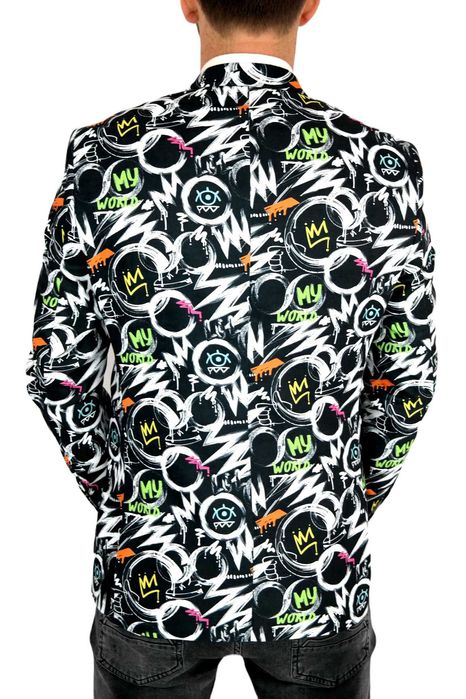 GIOVANNI PERA Marynarka męska czarna D607 kolorowa, OKO 64 4XL