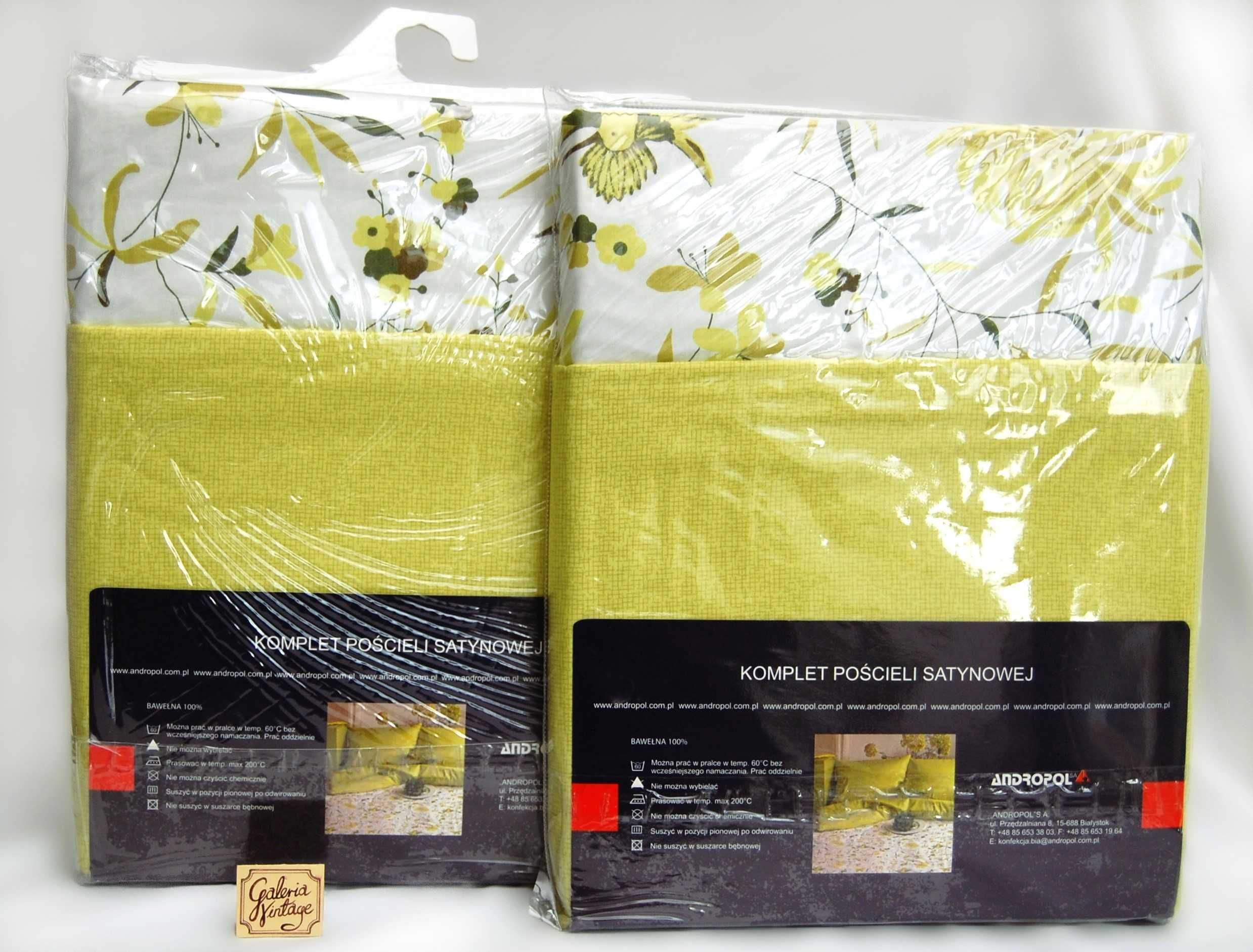 Komplet pościeli Andropol satyna bawełna 100% limonka 160x200 2x 70x80