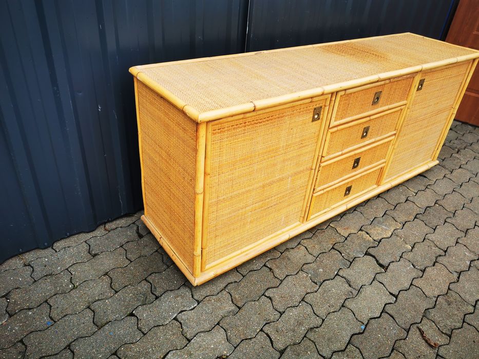 Duża szafka komoda z rattanu 182cm z Niemiec