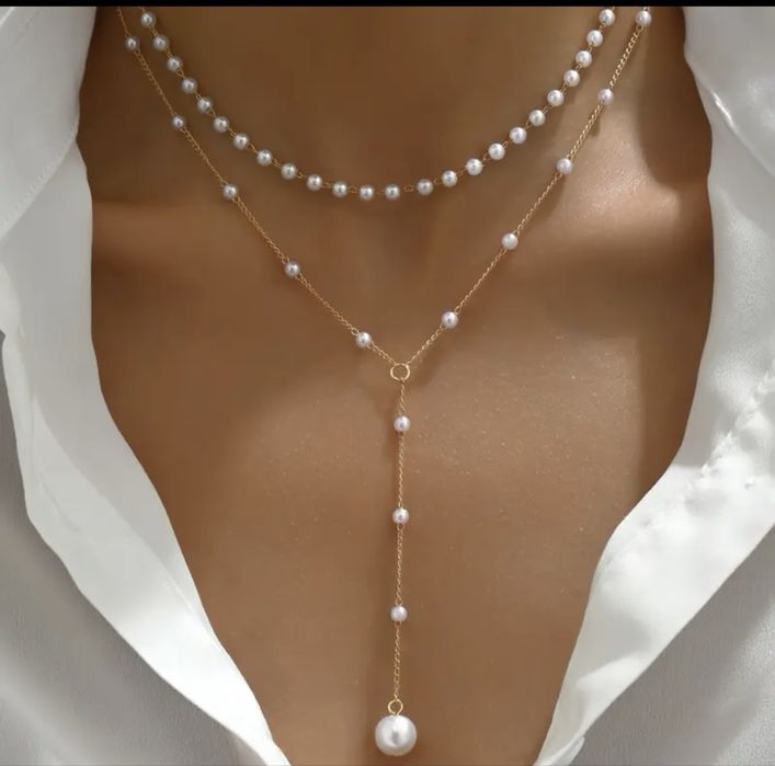 Підвіска з перлинами подвійна