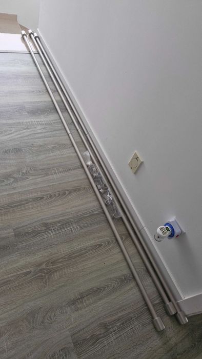 3 Barras para cortinas com remates com tampas, 183 a 366 cm, níquel