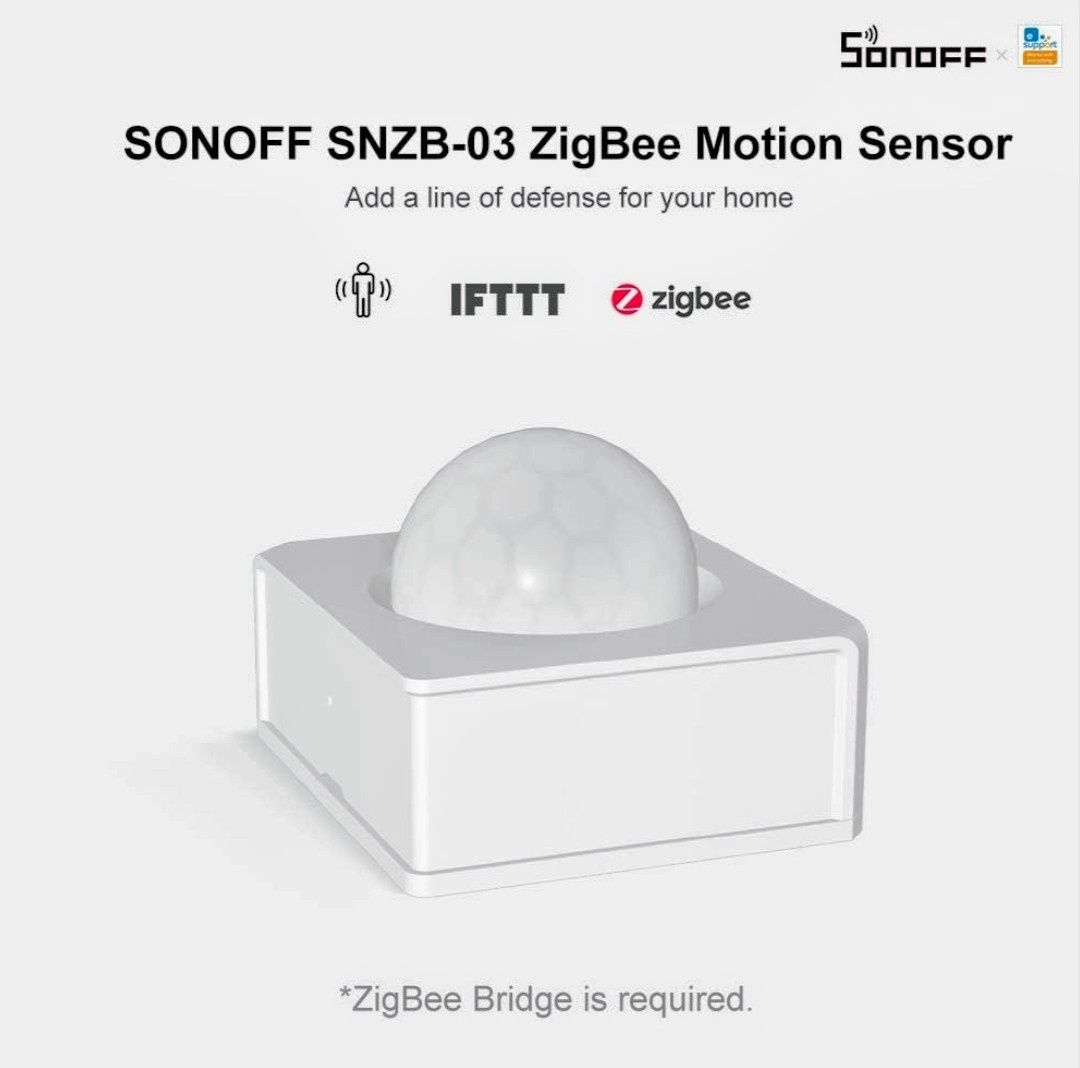 Bezprzewodowy wykrywacz ruchu ZigBeef marki SONOFF model SNZB-03.