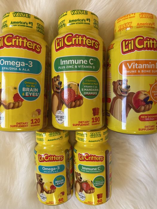 Lil critters, дитяча омега, вітамін с, вітамін д, 60,70,120,190 шт