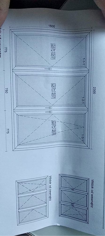 Okno 230x160 3 szybowe rama kommerling