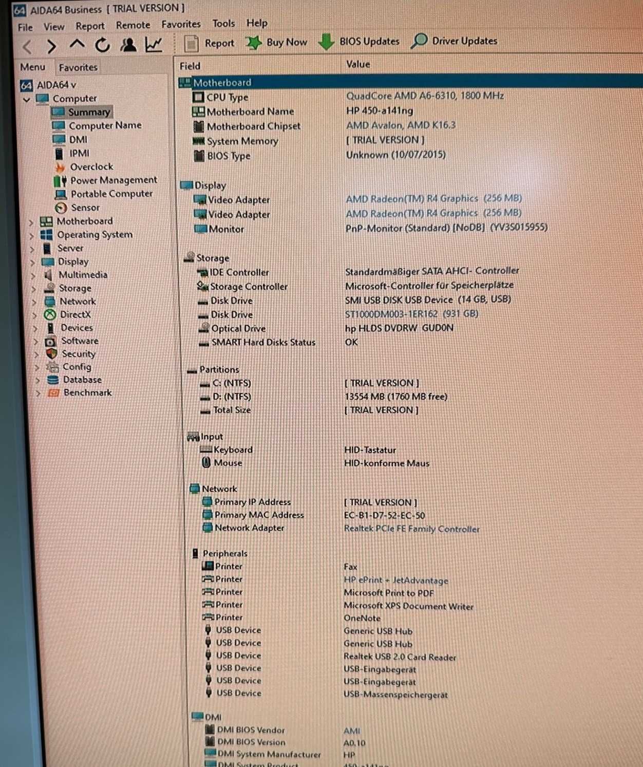 HP SlimLine Desktop 450 AMD A6-6310 4ядра DDR3 Radeon R4 800 MHz