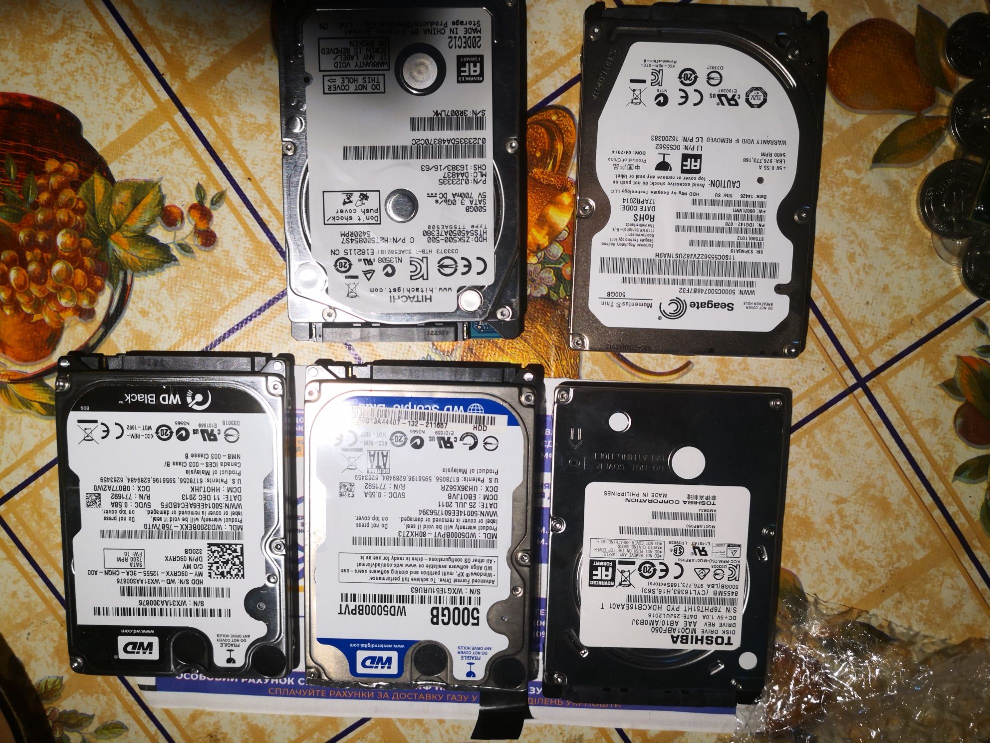 Продаж HDD різних брендів з обгрейду ноутбуків