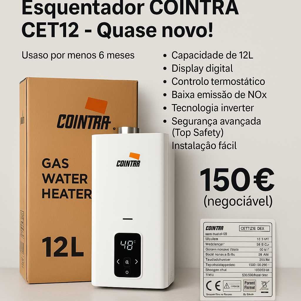 Esquentador COINTRA CETI12 Digital – Quase Novo!