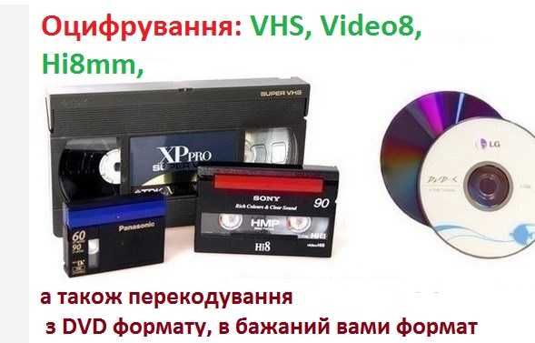 Оцифрування VHS, Video8, HI8мм, монтаж відео