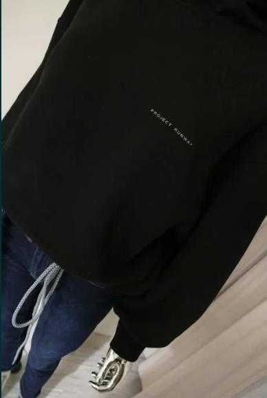 Project Runway j nowa czarna bluza Basic z kapturem logo M-L