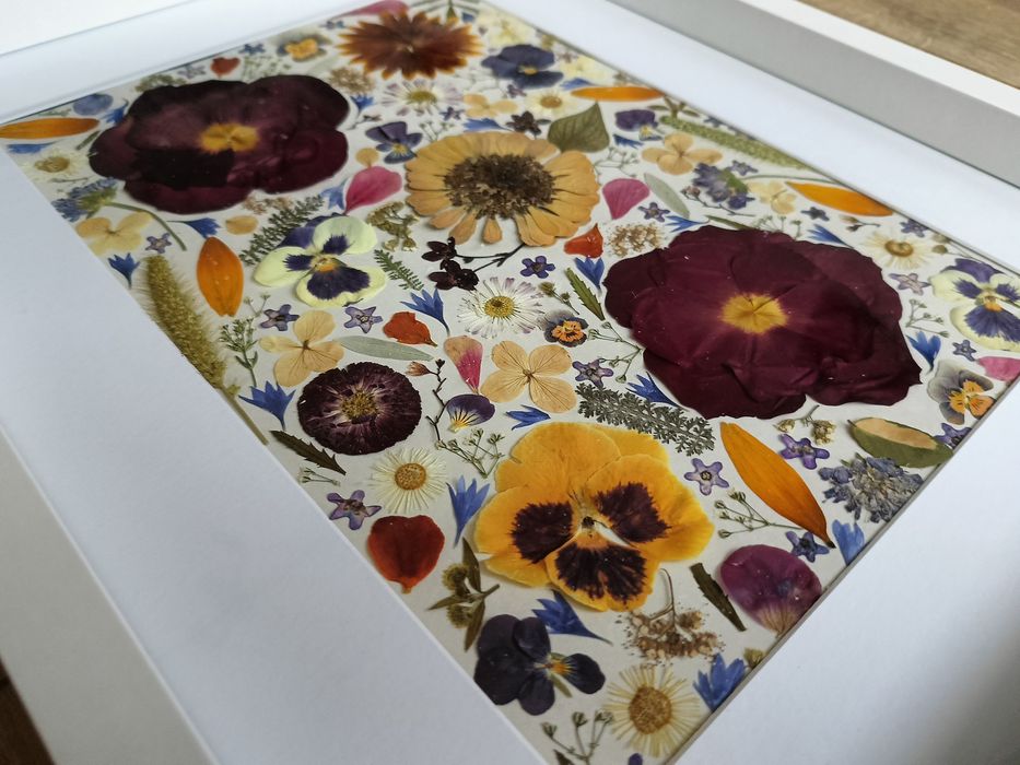 Obraz z suszonych kwiatów, rama 30x40 cm