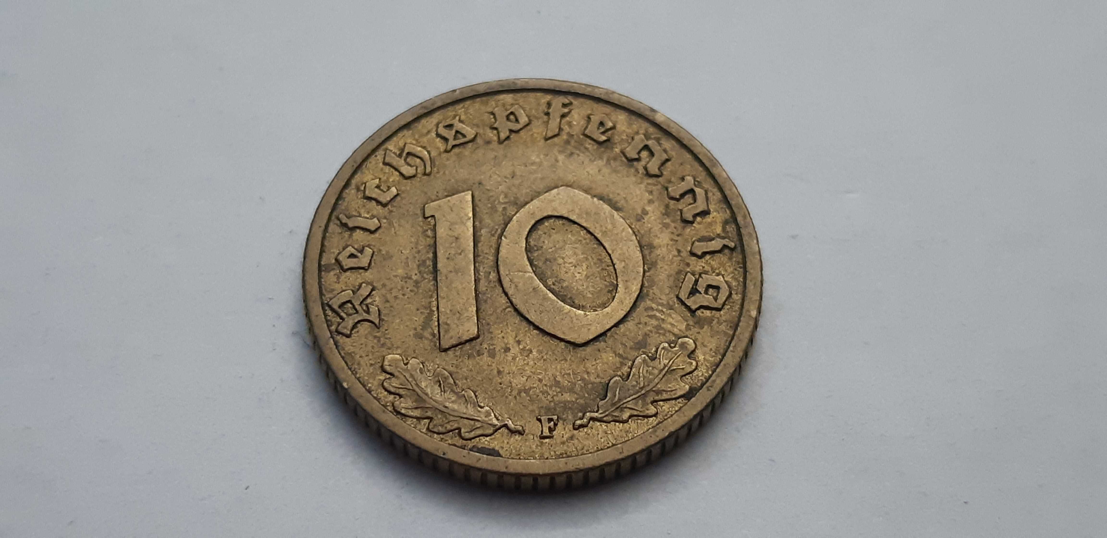Niemcy III Rzesza 10 fenigów, pfennig 1937 rok mennica F