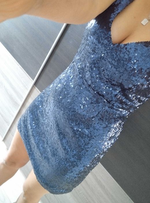 Sylwestrowa sukienka granatowa S/m