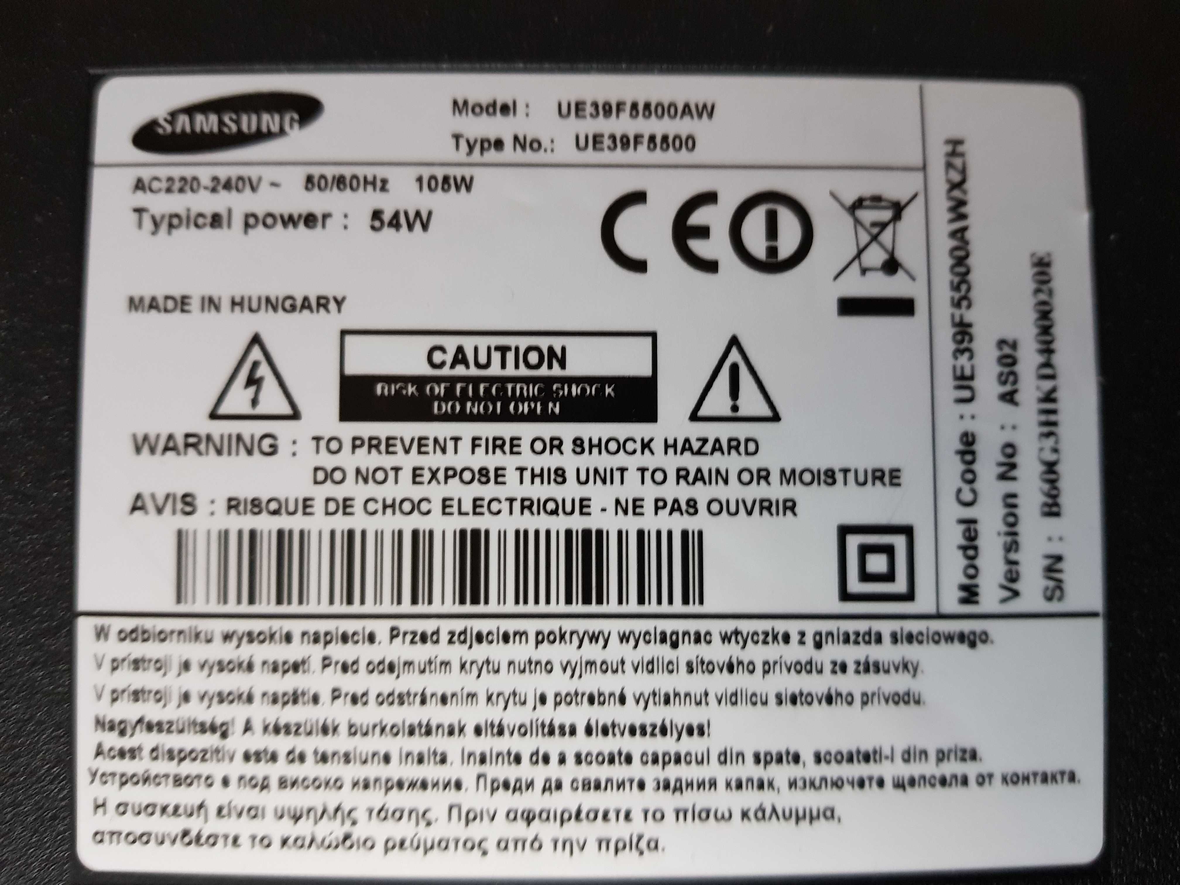 Elektronika telewizora Samsung UE39F5500AW - płytka sterowania matrycy