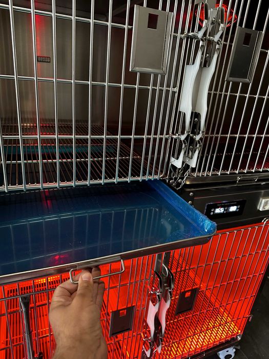 Klatki weterynaryjne cztery komory, tlenoterapia, podgrzewane, stal