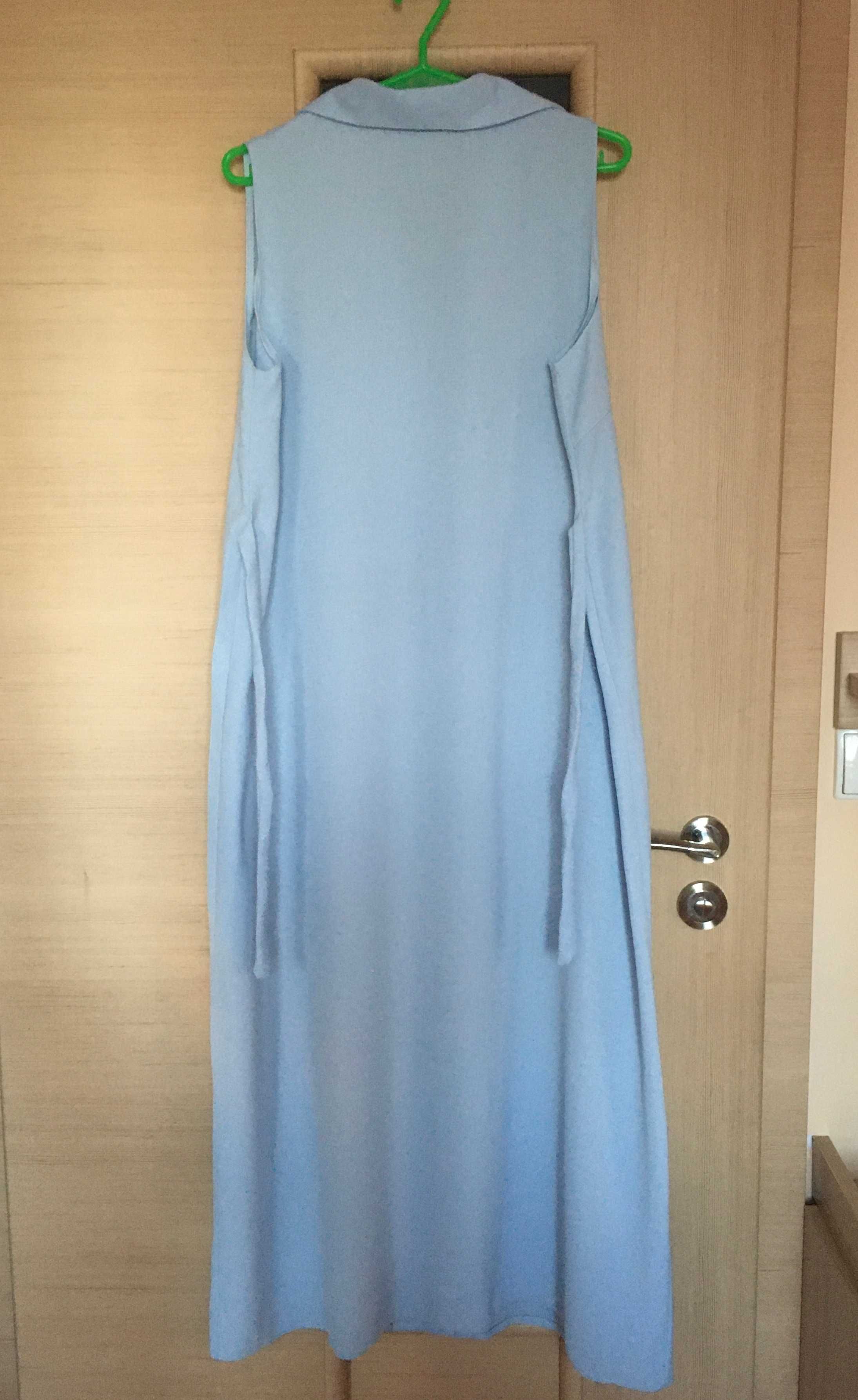 Sukienka ciążowa letnia długa maxi błękitna zapinana wiązana S M