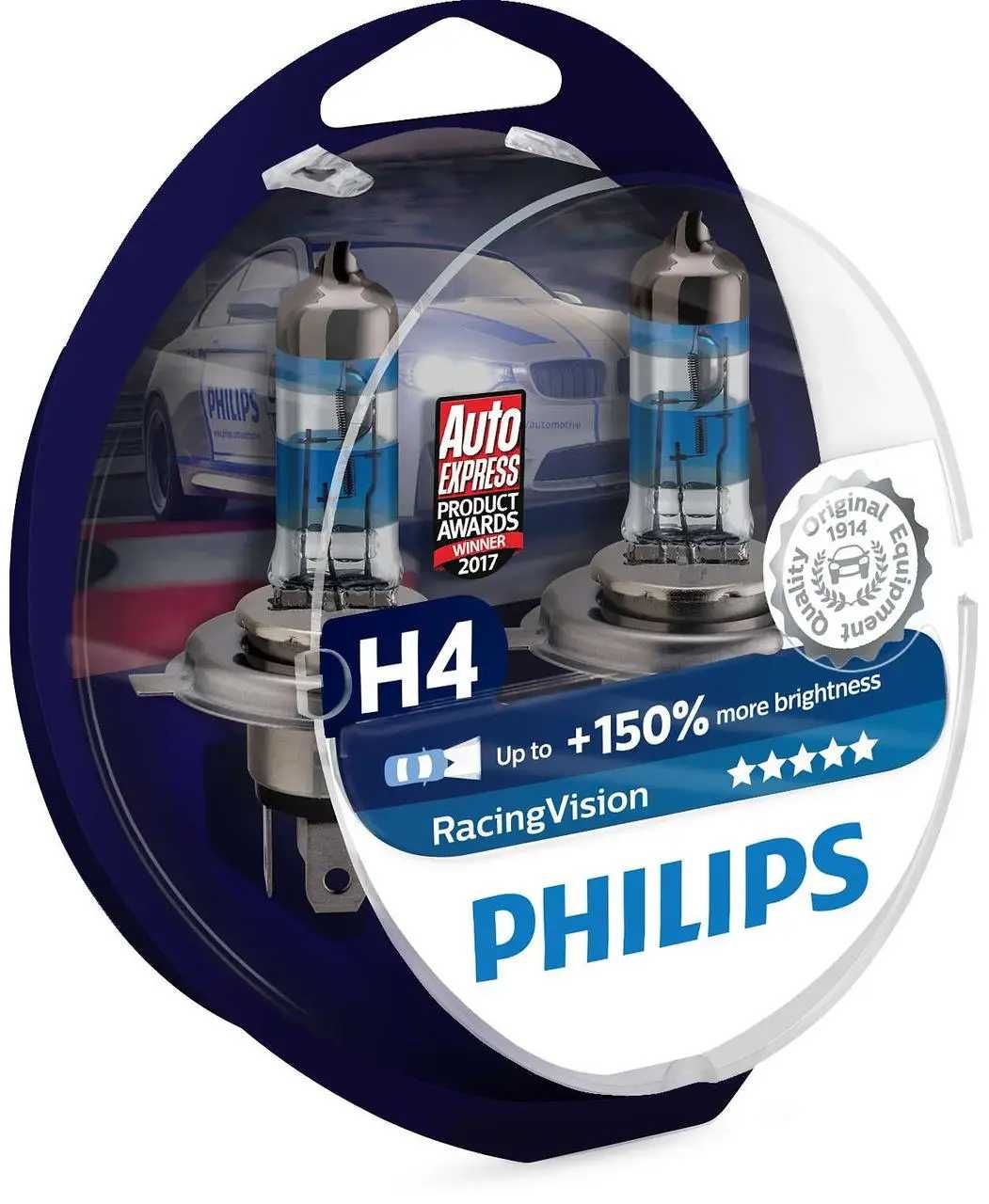 Автолампи Philips H4 12V 60/55W 12342RVS2 RacingVision +150%