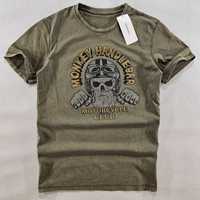 TERRANOVA męski t-shirt dekatyzowany khaki motorcycle club XL