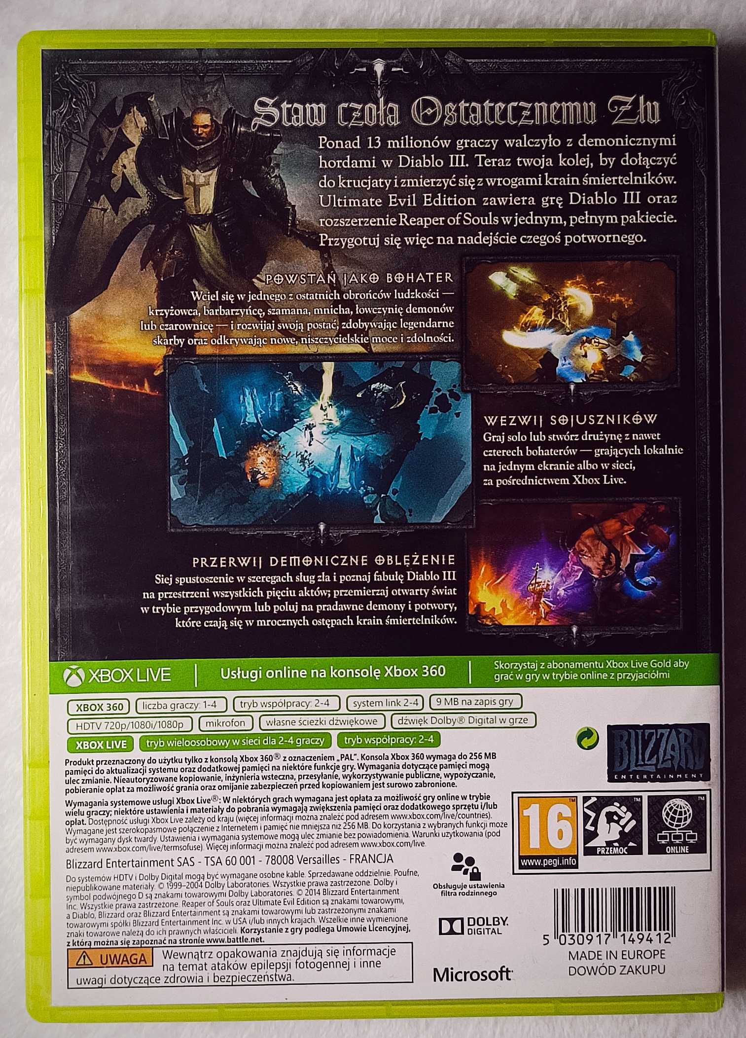 Diablo 3 Reaper of Souls Ultimate Evil Edition PL Dubbing Xbox 360