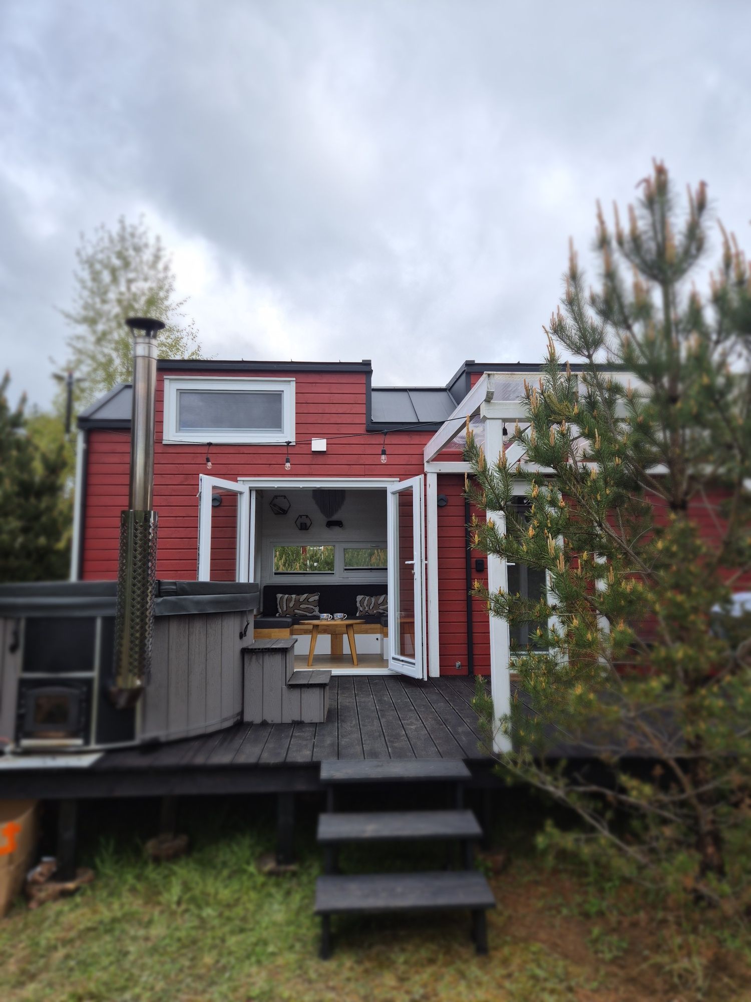 Domek całoroczny z jacuzzi, tiny house, Kaszuby, jezioro Sudomie