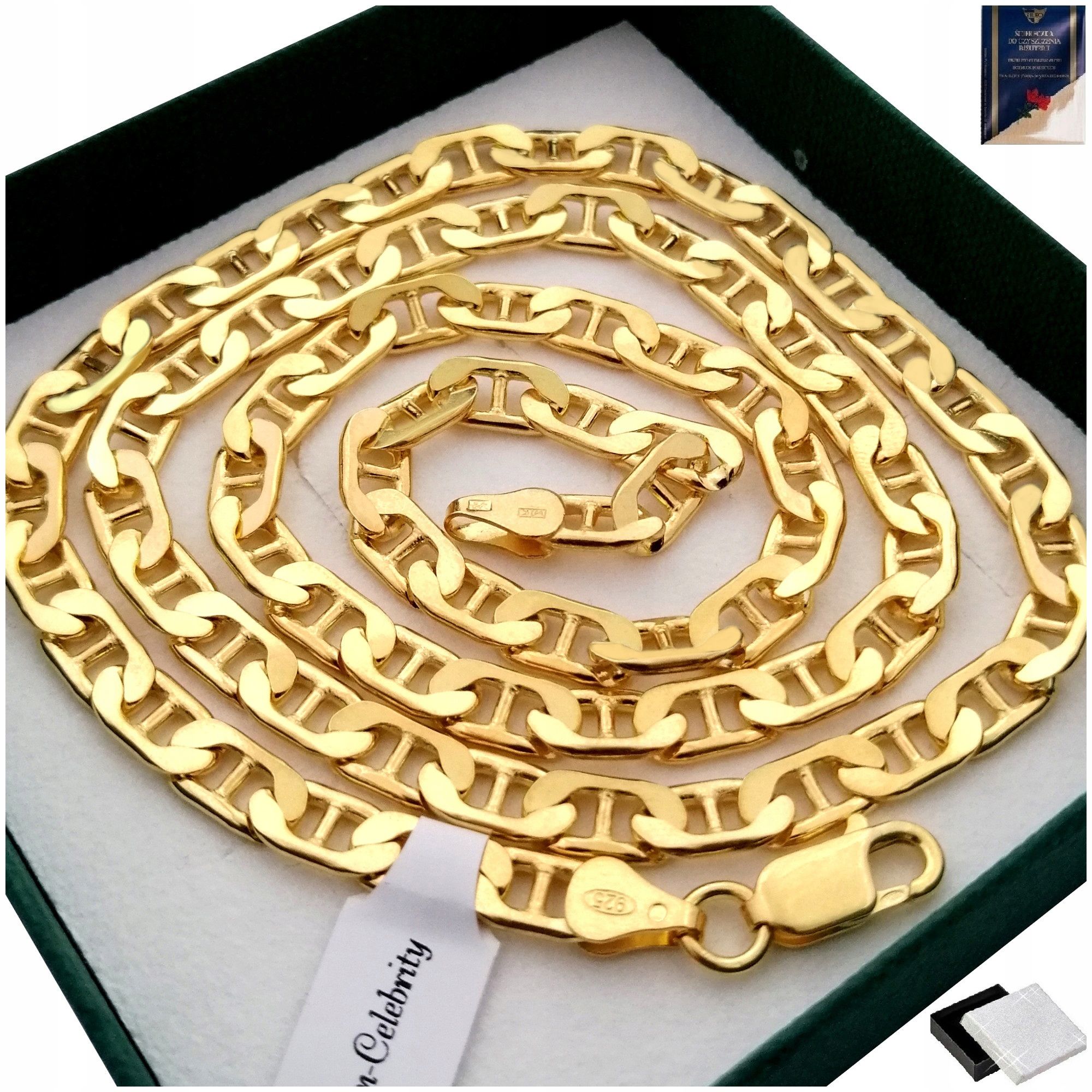 Złoty Łańcuszek Naszyjnik Męski Gucci Szeroki Gruby 925/585 Dla Męża 6