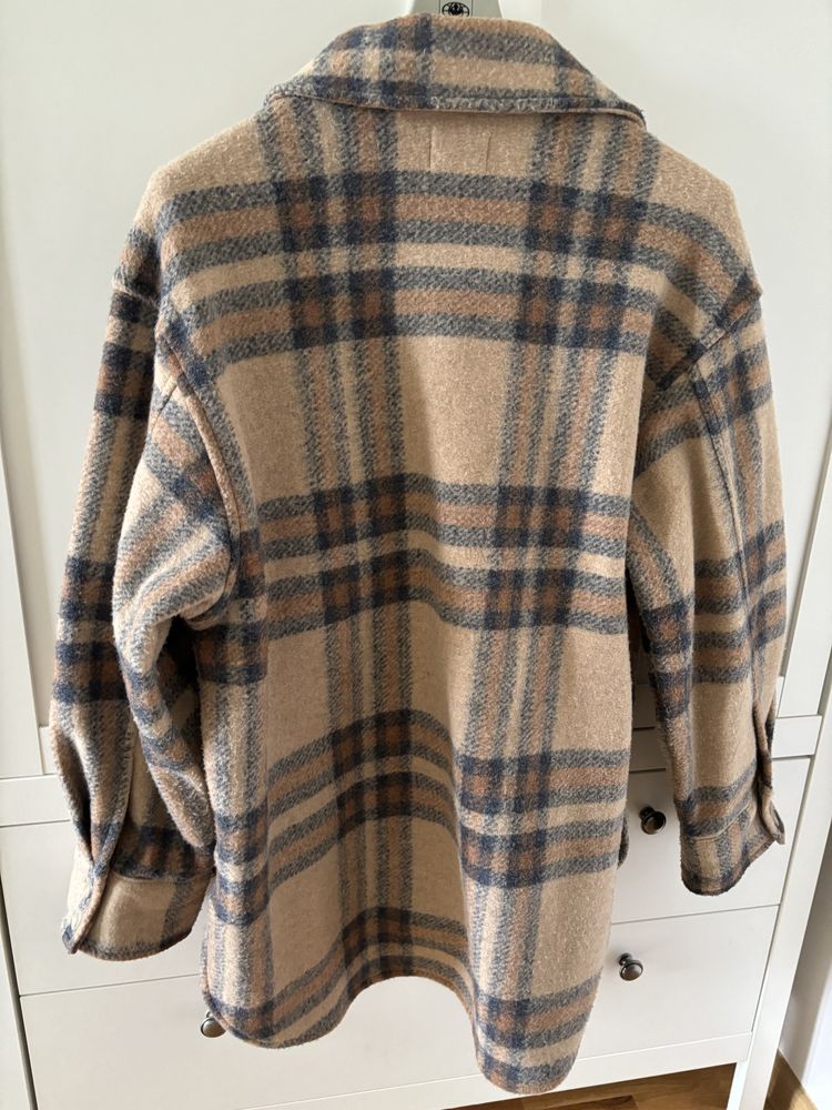 H&M kurtka koszulowa XS S jesienna brązowa beżowa