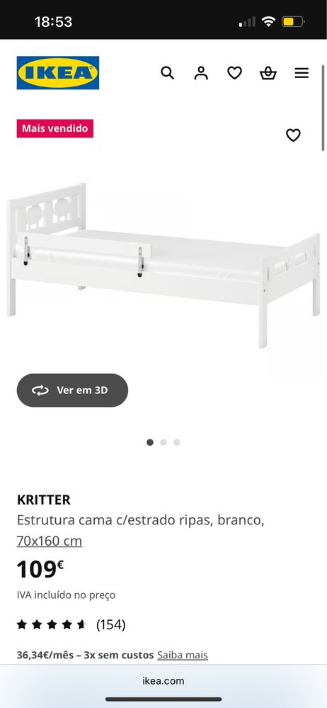 Cama ikea crianças com colchão