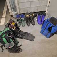 Sprzedam buty narciarskie (5 par), torby na buty (3szt) i gogle (2szt)