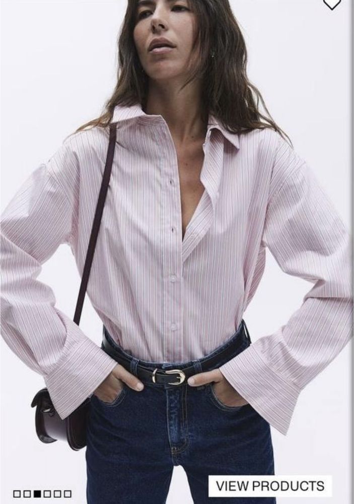 Рожева сорочка у смужку розовая рубашка  из поплина в полоску h&m