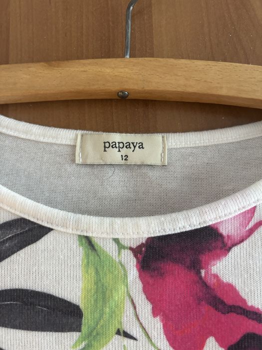 Bluzka damska, kwiaty, Papaya, rozm. 40, wiązana na dole