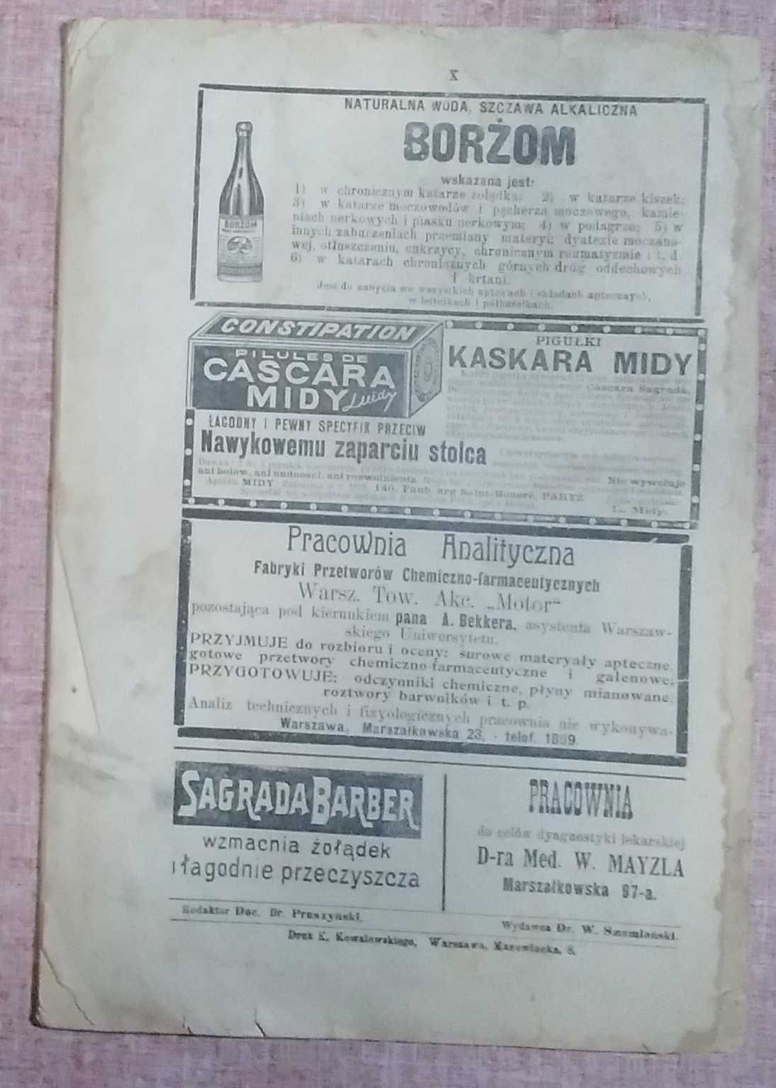 Gazeta Lekarska 1909  rok  unikat