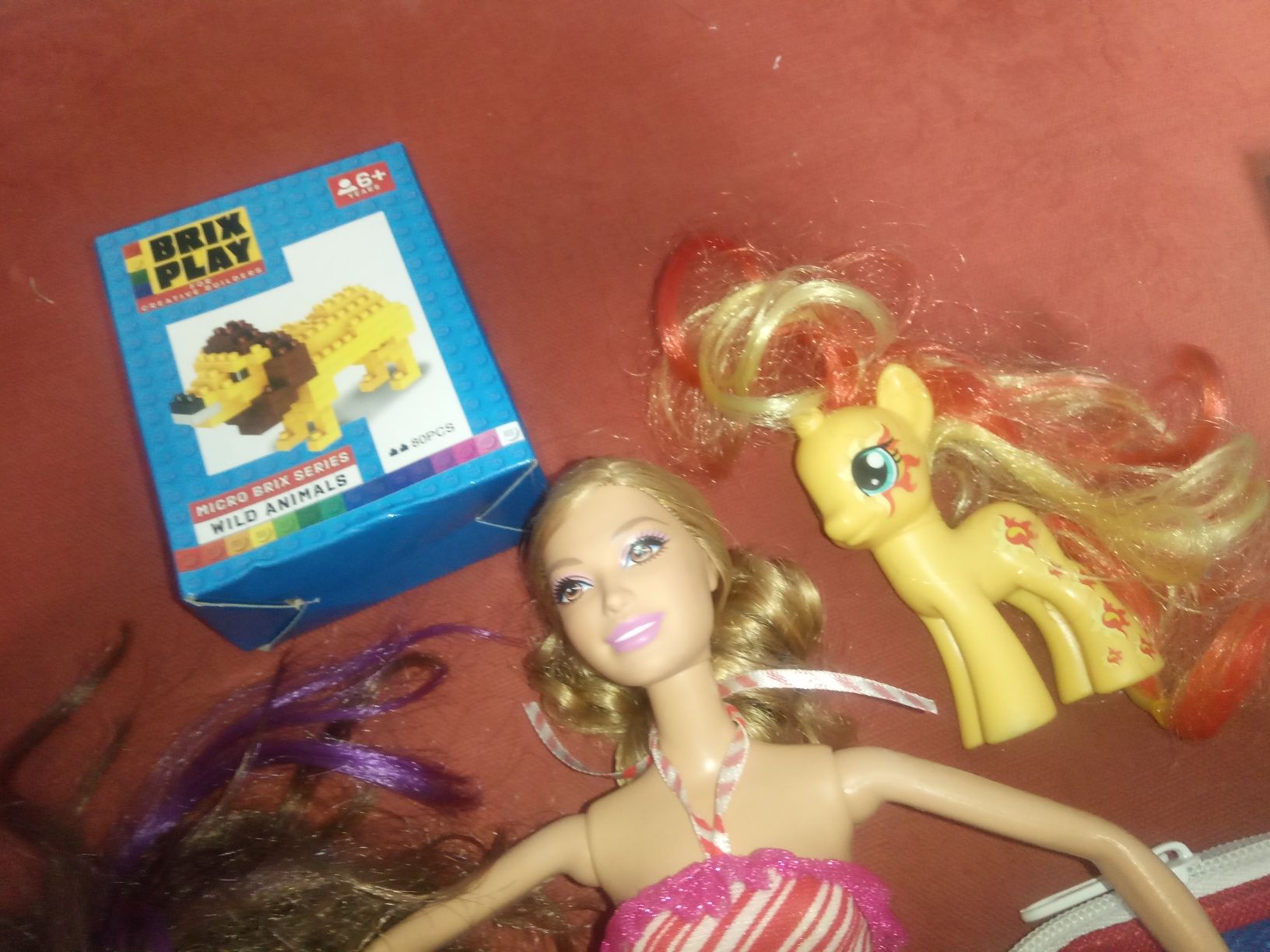 Lalki Barbie 2 sztuki kucyk Little Pony klocki gra zestaw zabawki