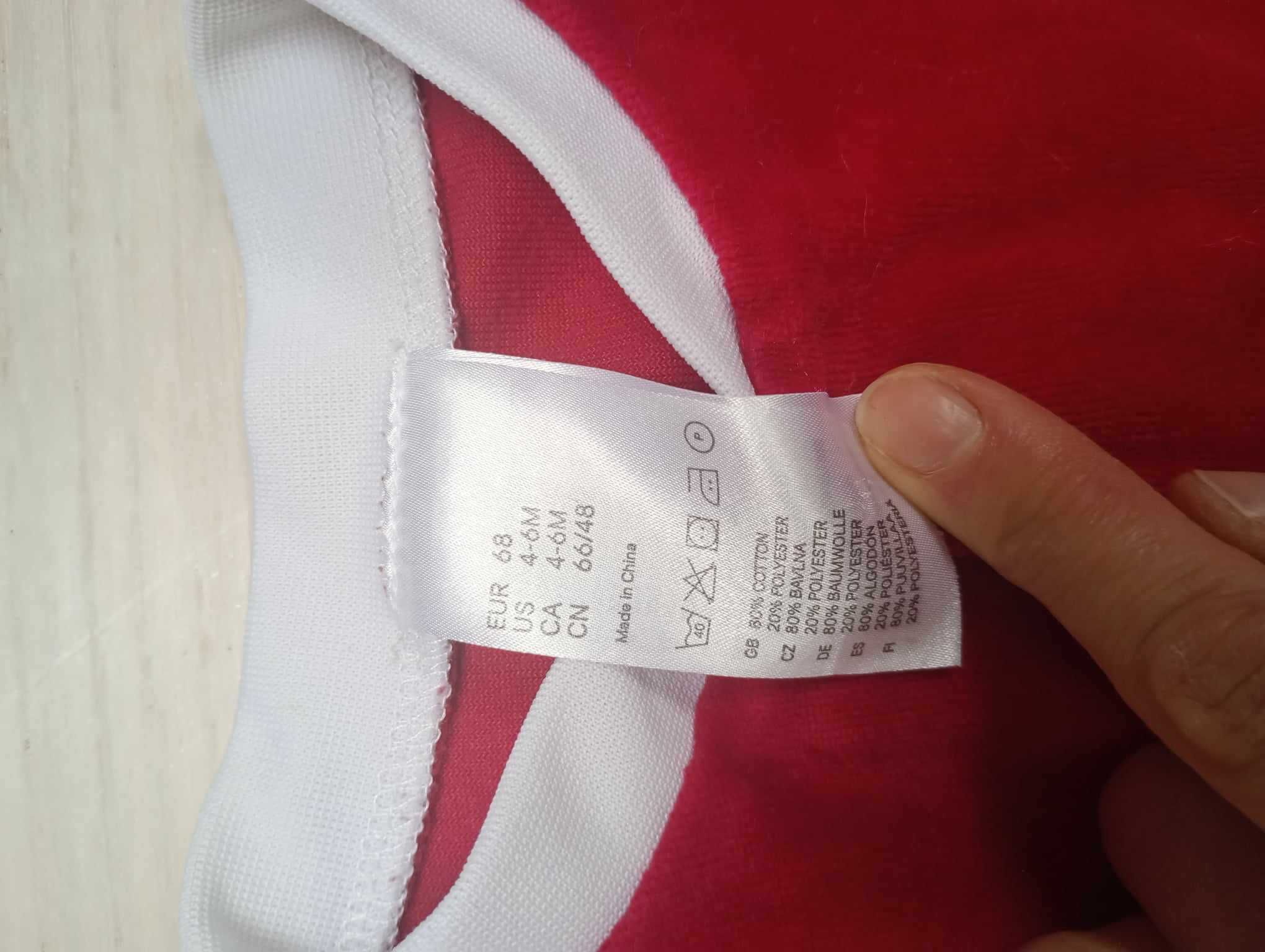 rampers welurowy HM H&M 68 4-6 mcy mikołaj sesja świąteczna