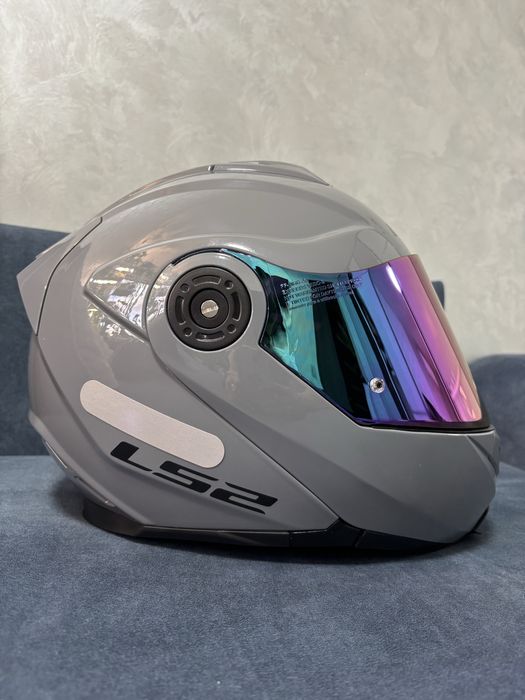 Шлем мотоциклетный мотошлем модуляр серый LS2 FF345