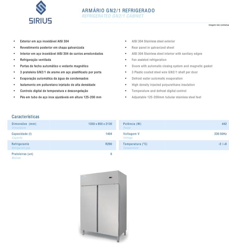 Armário refrigerado Sirius