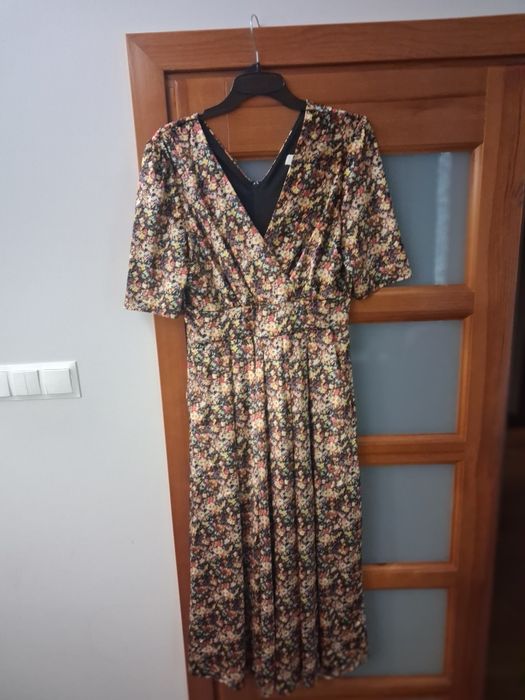 Sukienka welurowa 44 XXL midi  jolie moi