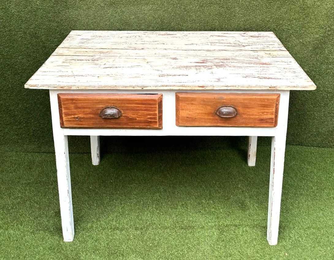 Mesa antiga rustica com duas gavetas, tradicional