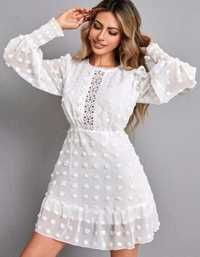 Sukienka biała Boho z koronką nowa elegancka zwiewna romantyczna