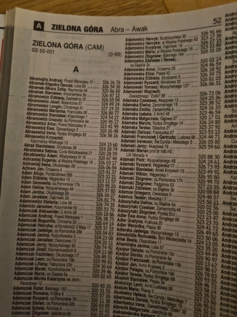 Książka telefoniczna woj zielonogórskie 1997/98