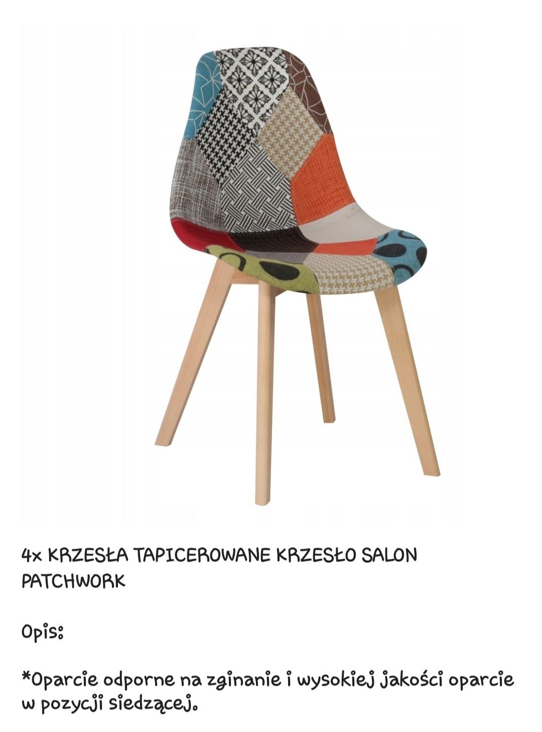 4x krzesła tapicerowane patchwork