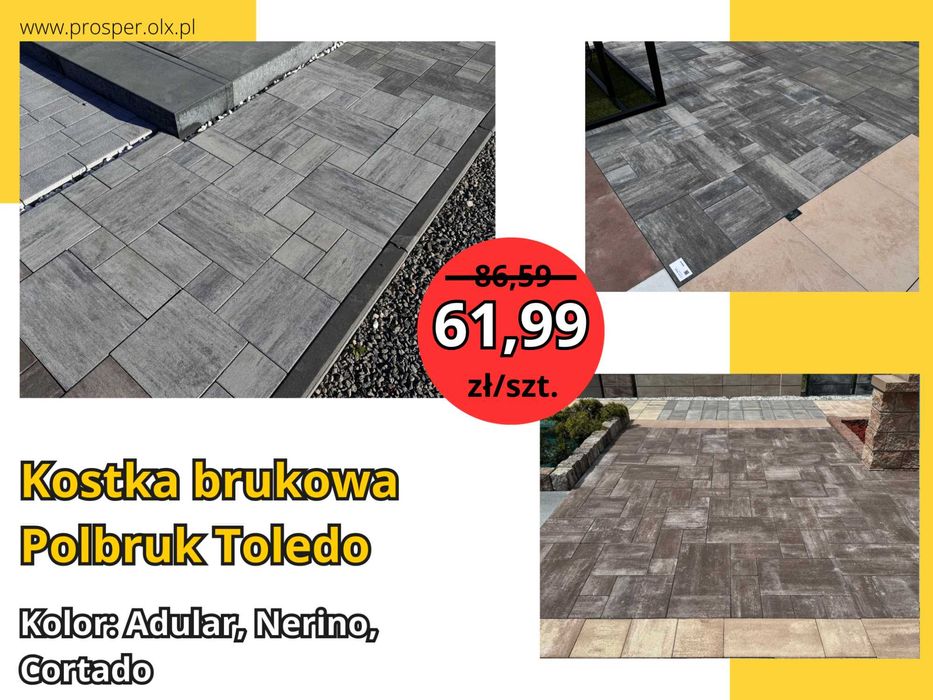 PROMOCJA Kostka brukowa TOLEDO 6cm POLBRUK nowoczesna Adular Nerino