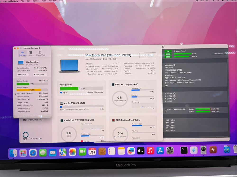 Apple Macbook Pro A2141 16 Mid 2019 (2020) i7-9750H/16GB /512GB /5300M