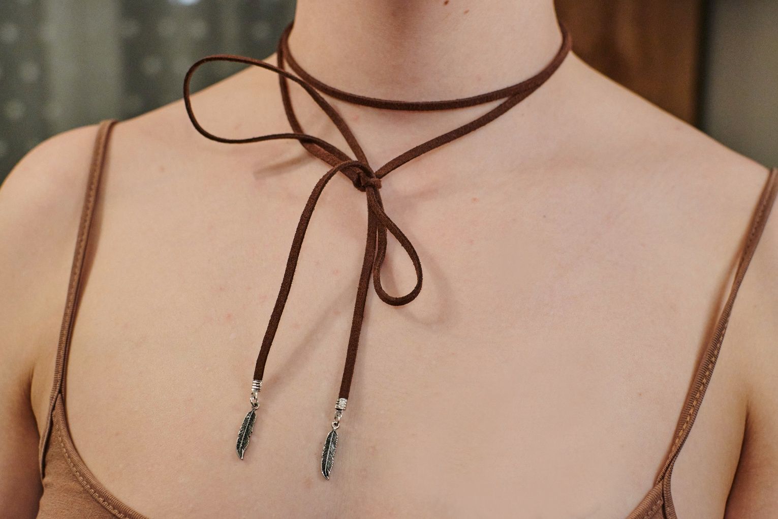 Choker naszyjnik zestaw z perłą rzemyk