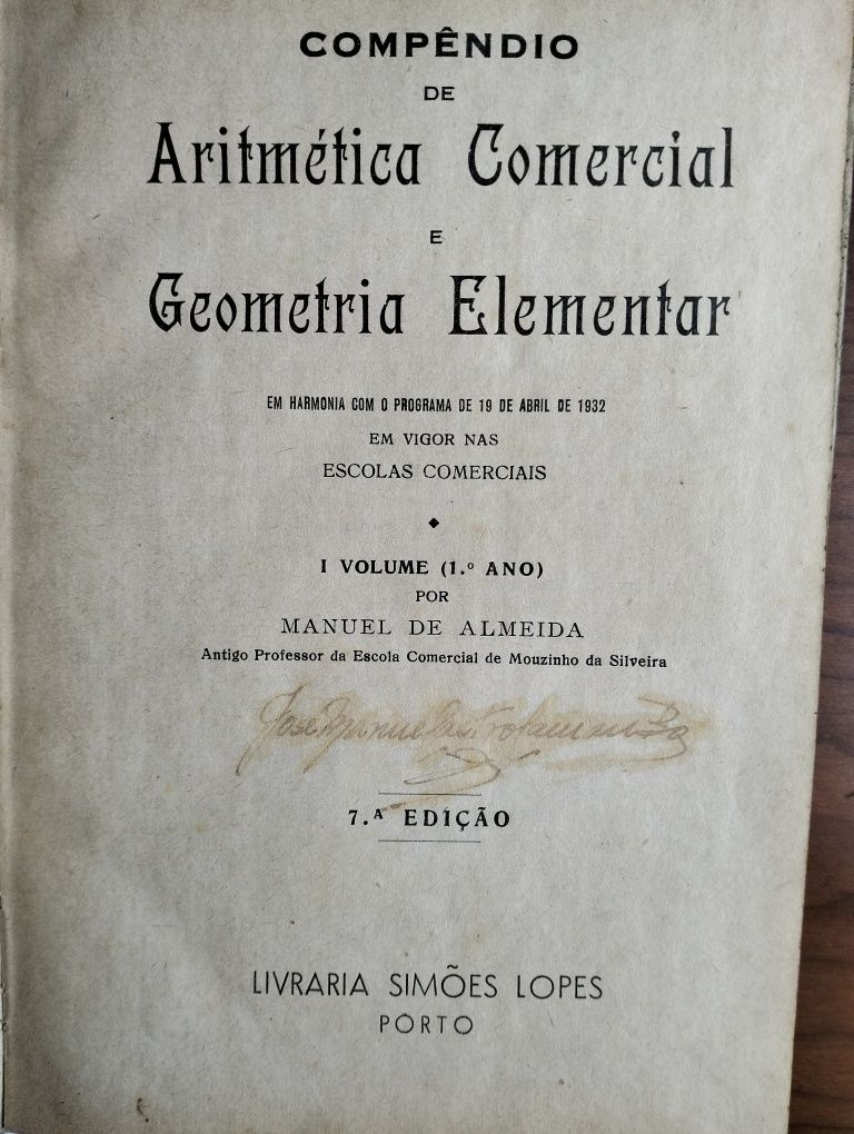 Antigo Compêndio de Aritmética Comercial e Geografia Elementar